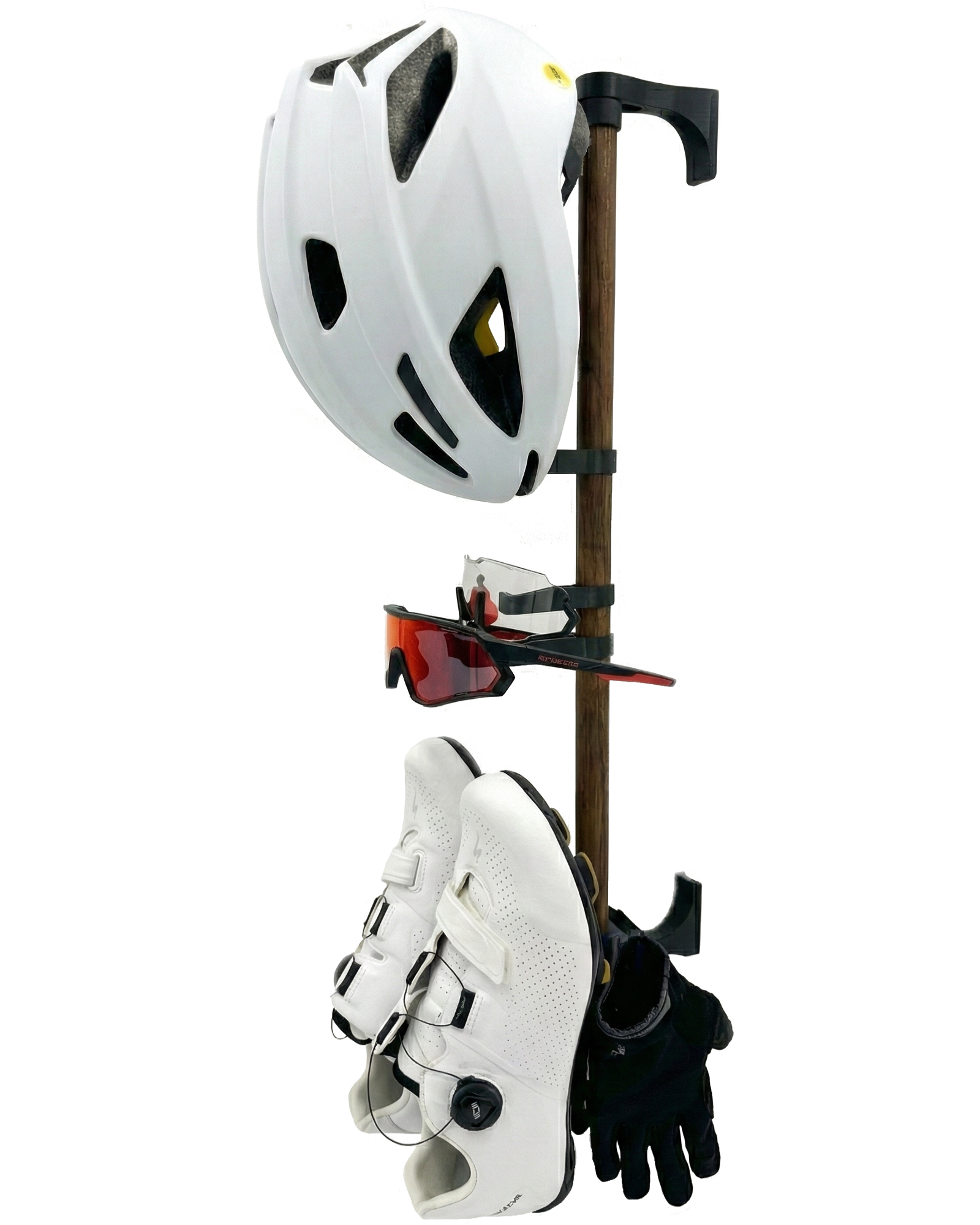 bike helmet and shoe rack Alta Cycling Gear Rack — Wall-Mounted Display