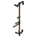 The Alta accessory rack isolated on transparent (white) background. It consists of a vertical wooden rod and several black plastic modular attachments distributed along its height. Isometric view.