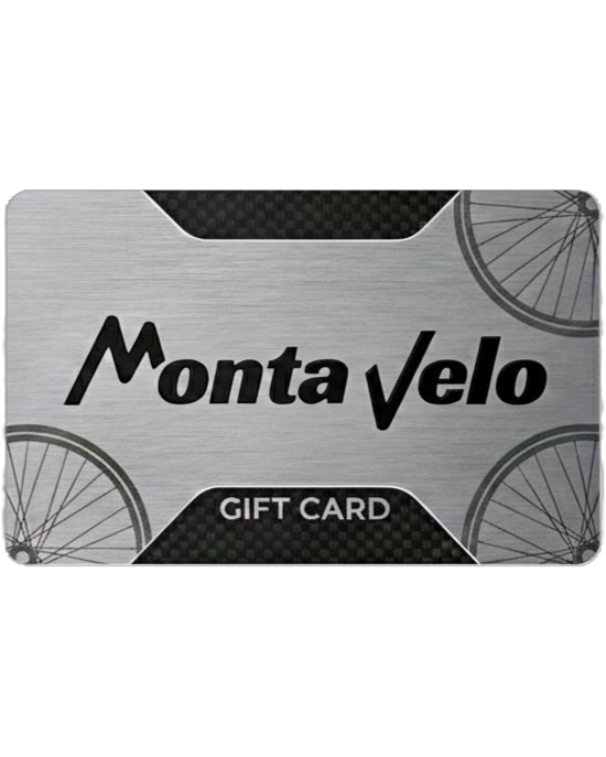 Monta Velo gift card with bicycle design on a white background
