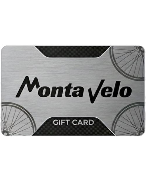 Monta Velo gift card with bicycle design on a white background
