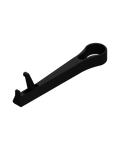 Long sunglasses holder modular attachment. Black matte plastic on transparent (white) background.