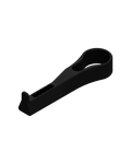 Short sunglasses holder modular attachment. Black matte plastic on transparent (white) background.